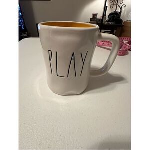 Rae Dunn Orange Interior “Play” Coffee Mug